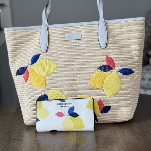 kate spade Handbags - Kate Spade Yellow and Blue Lemon Tote